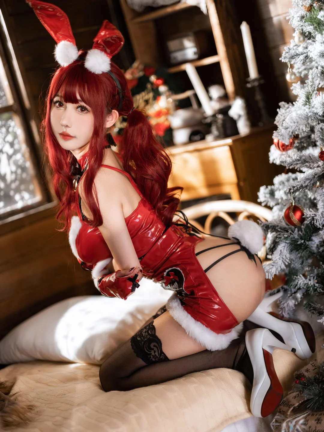 仙女月 - 红色圣诞兔 [32P-840MB] tg@simisebaisi 【丝足阁】013.webp